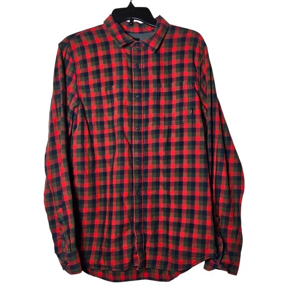 Vans Mens Buffalo Plaid Tailored Fit Long Sleeve Button Shirt Size Medium - Picture 1 of 10